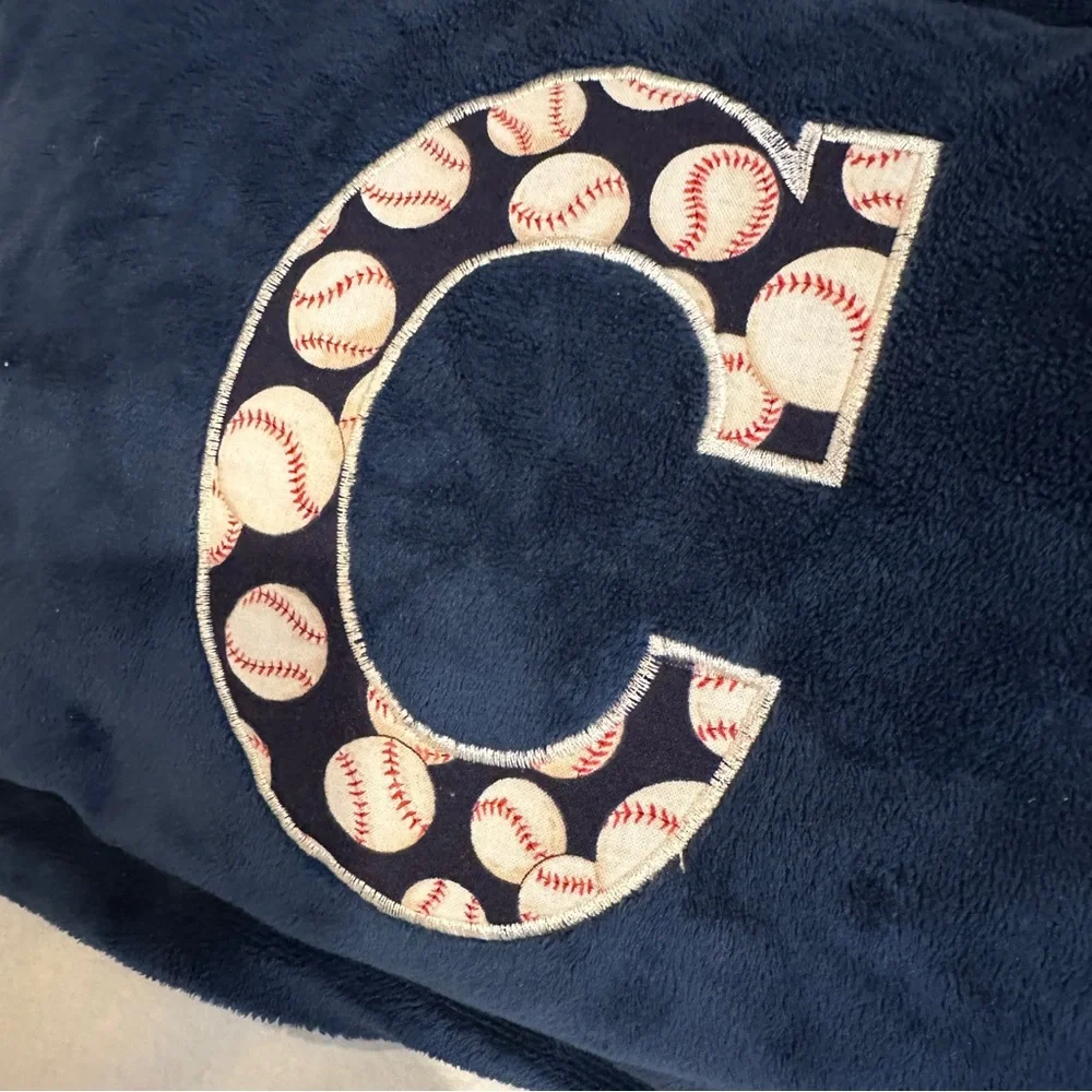 Alphabetables Navy Blue Velour Pillow with Baseball Letter C